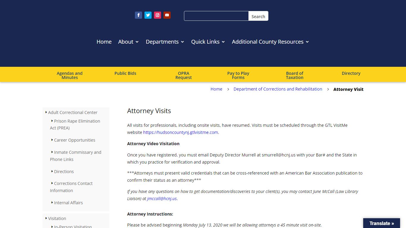 Attorney Visit - Hudson County