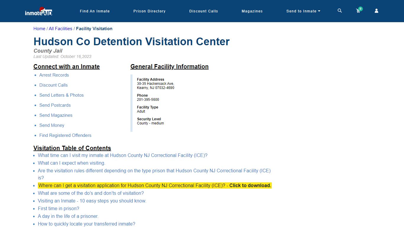 Hudson County NJ Correctional Facility (ICE) | Visitation, dress code ...